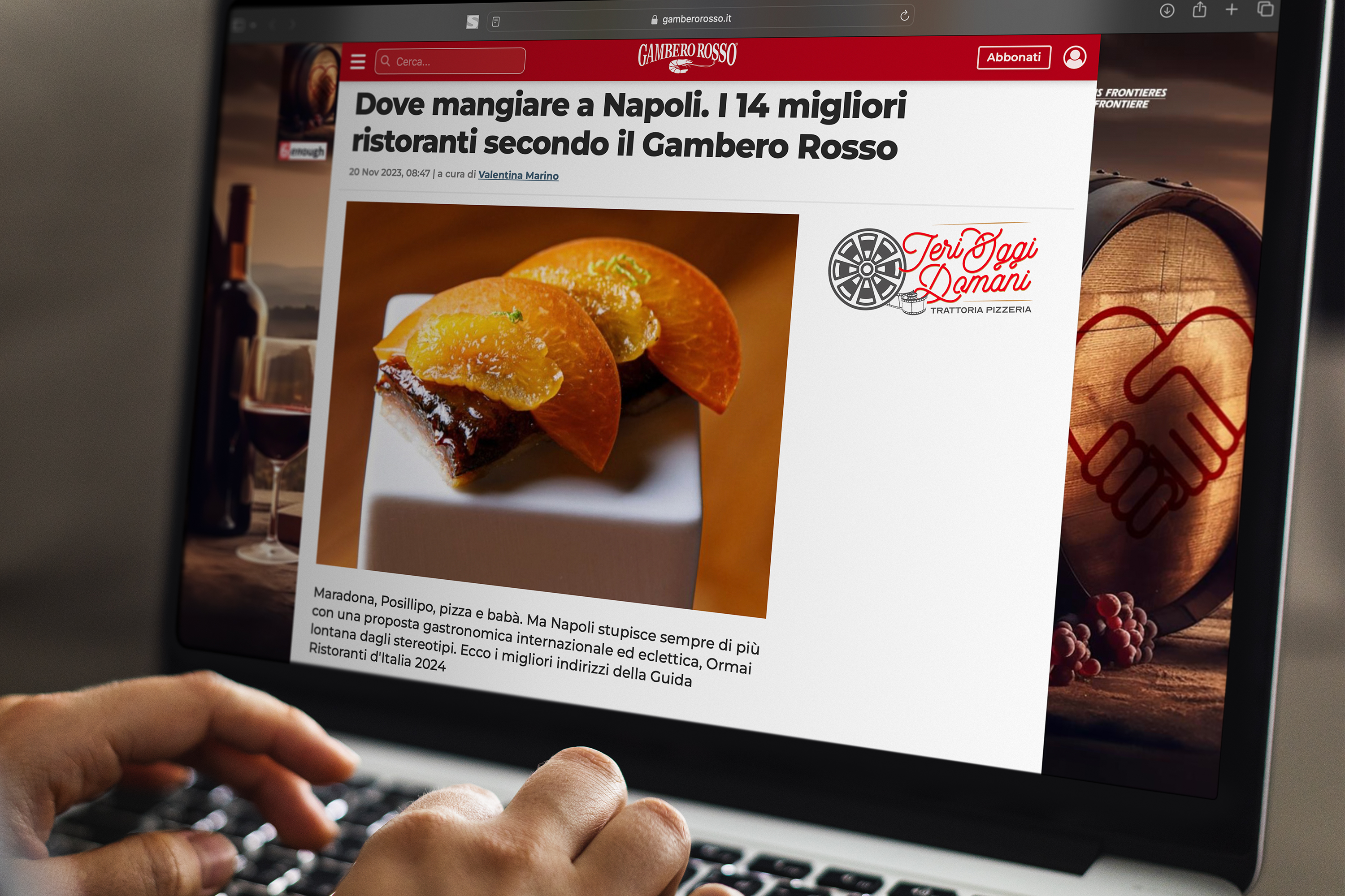 Ieri Oggi Domani: Riconosciuto tra i Migliori Ristoranti di Napoli da Gambero Rosso